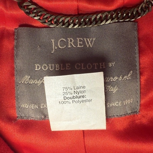 J.Crew Double Cloth By Manifaturra De Carmignano Button Up Coat Peacock Red Sz 4 - Picture 11 of 16